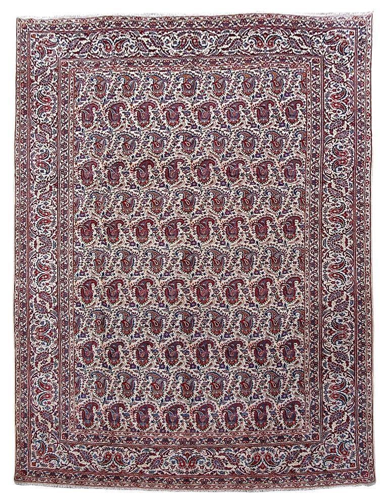 Handcrafted Ivory Persian Kashan Rug 9'6 x 12'11 Traditional Design (1 of 6)