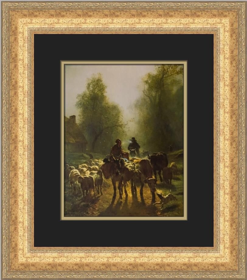 Custom Framed Print by Constantine Troyon On the Way to the Market: Custom Framed Print by Constantine Troyon On the Way to the Market This exquisite custom framed print titled 'On the way to the Market' by artist Constantine Troyon is a delightful addition to any art