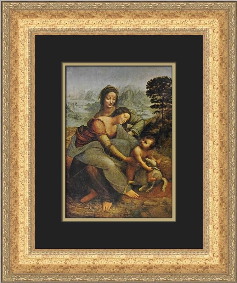 Framed Leonardo Da Vinci Virgin and Child with St Anne Print: Framed Leonardo Da Vinci Virgin and Child with St Anne Print This is a professionally custom-framed open edition offset lithograph print of Leonardo Da Vinci's "Virgin and Child with St Anne." Produce