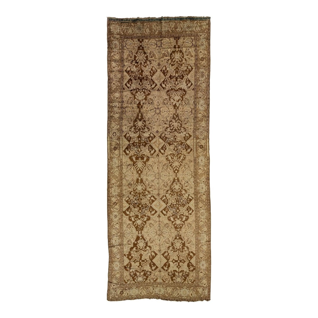Oversized Antique Karabaugh Handmade Wool Rug Tan Brown 6'9 x 18'6: Oversized Antique Karabaugh Handmade Wool Rug Tan Brown 6'9 x 18'6 Discover the timeless elegance of this oversized antique Karabaugh handmade wool rug. Meticulously crafted, this stunning piece showc