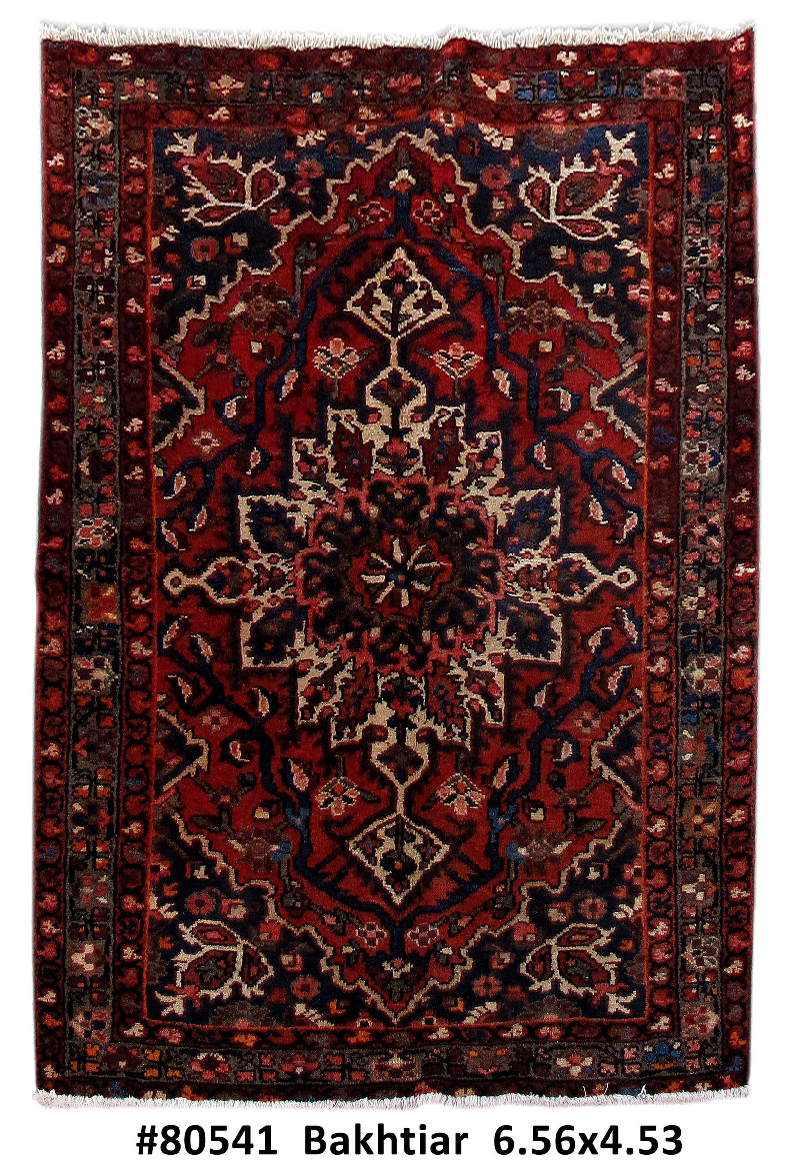 Handwoven 4.6' x 6.7' Tribal Persian Bakhtiari Rug in Premium Wool: Handwoven 4.6' x 6.7' Tribal Persian Bakhtiari Rug in Premium Wool Free continental US Shipping Experience the timeless beauty of the Tribal Persian Bakhtiari Rug, meticulously handcrafted by skilled 