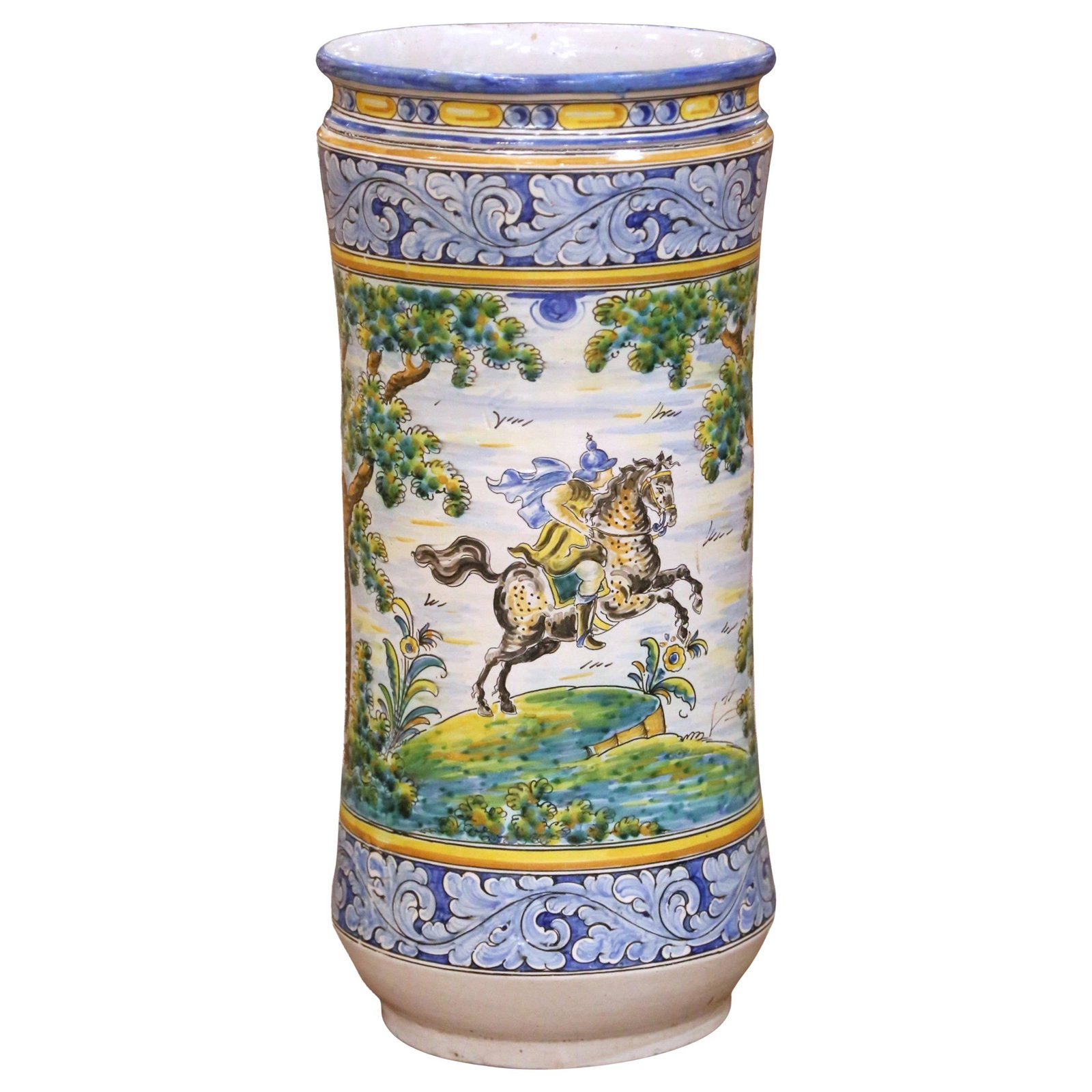 Italian Majolica Umbrella Stand with Hunting Scene (1 of 13)