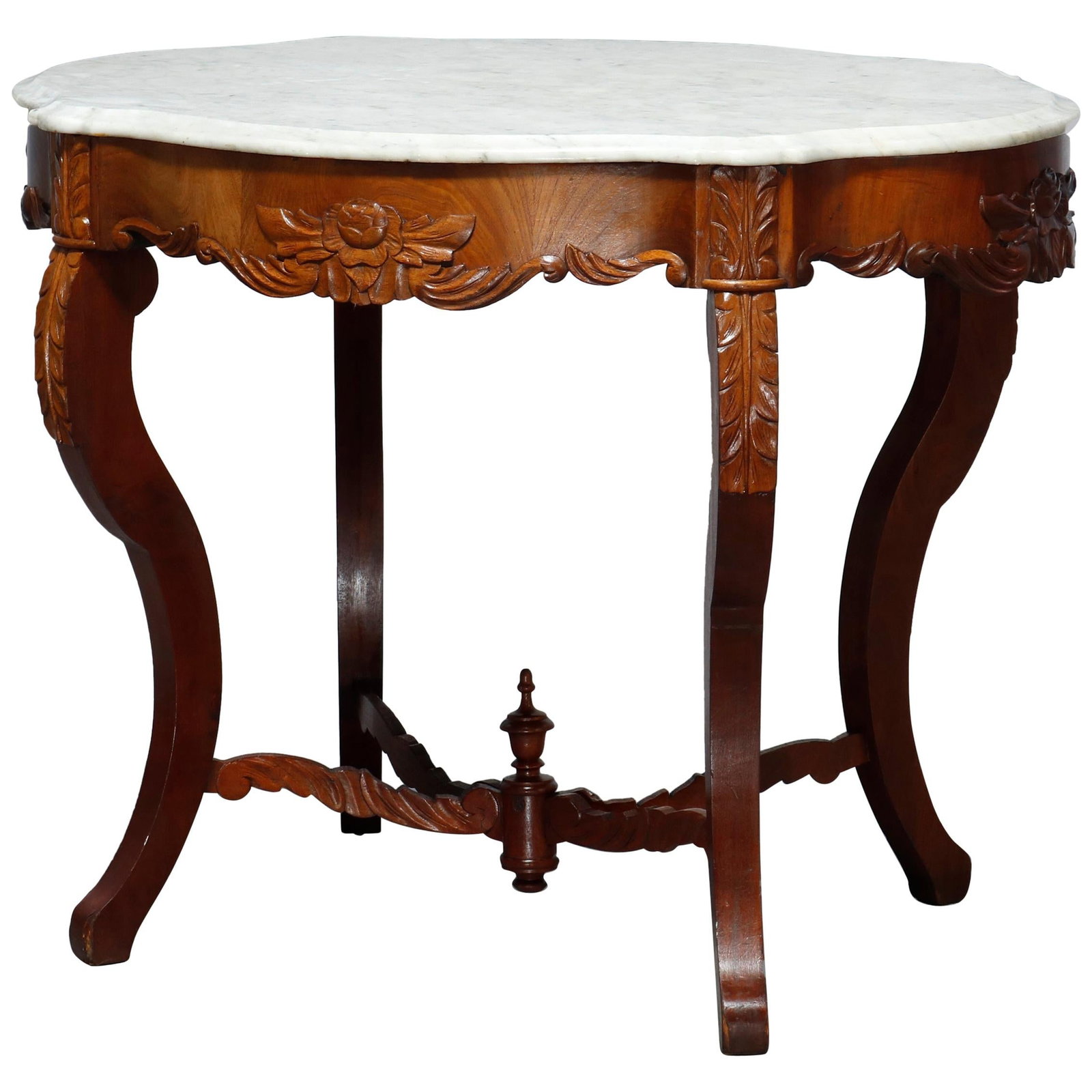 Victorian Marble Top Lamp Table with Mahogany and Walnut Base Circa 1860 (1 of 16)