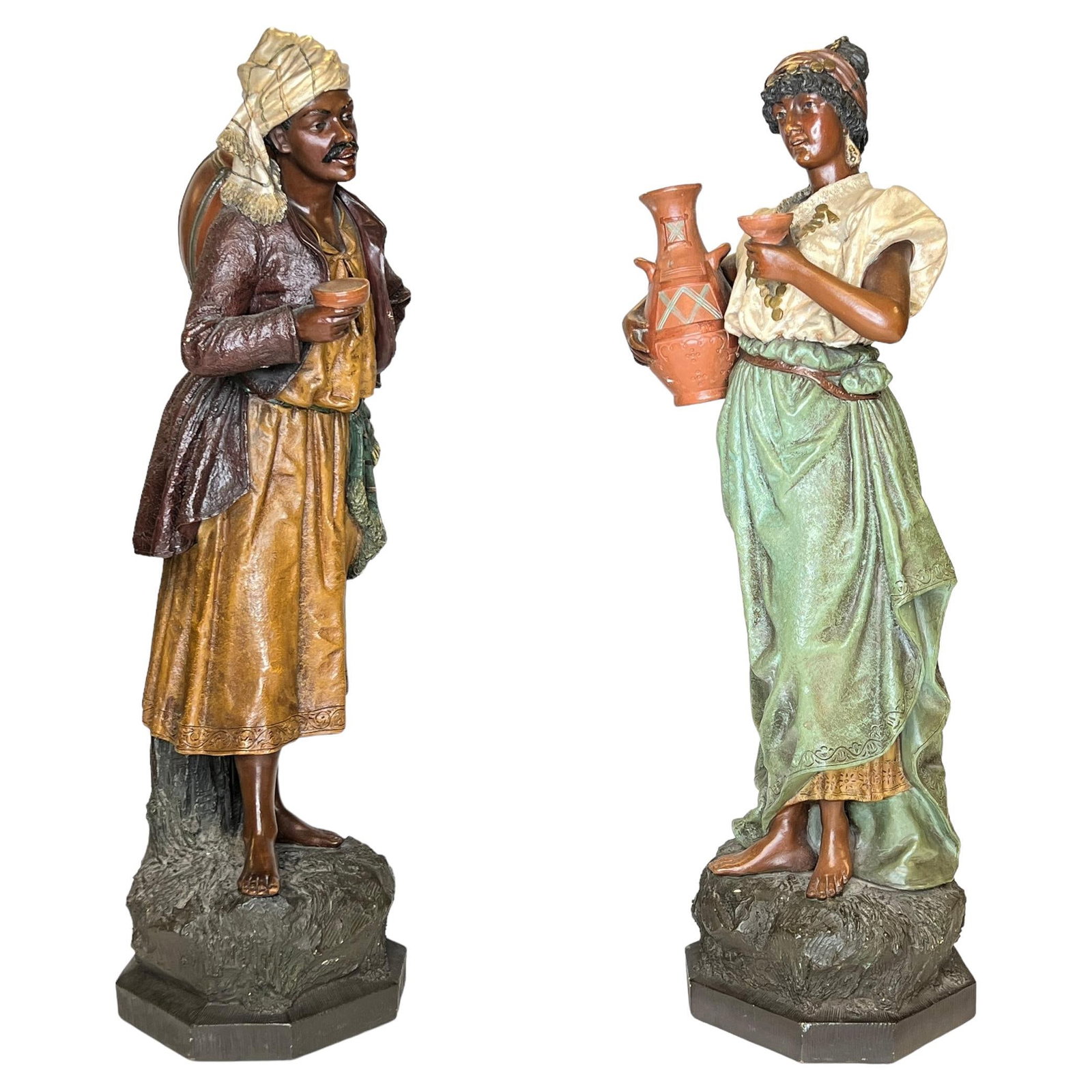 Set of Two Johann Maresch Polychrome Glazed Terracotta Moorish Figures Austria 19th C (1 of 17)