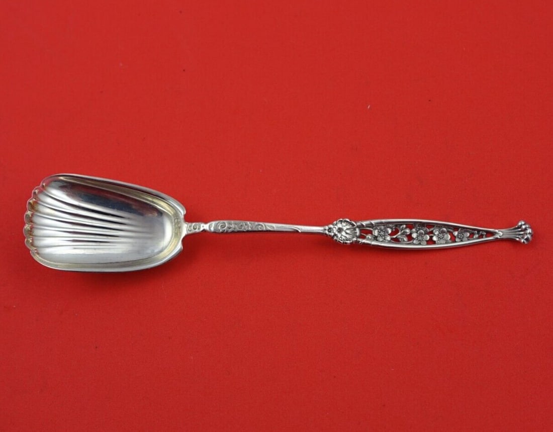 Whiting Sterling Silver Number 1 Sugar Spoon Shovel Shell Bowl Gold Wash 6 3/8" (1 of 3)