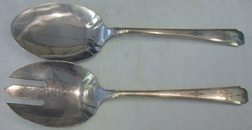Wallace Melody Sterling Silver Salad Serving Set 2pc Monogrammed 9 1/4": Wallace Melody Sterling Silver Salad Serving Set 2pc Monogrammed 9 1/4" Introducing the Melody Salad Serving Set by Wallace, a stunning addition to your tableware collection. This two-piece set, craft
