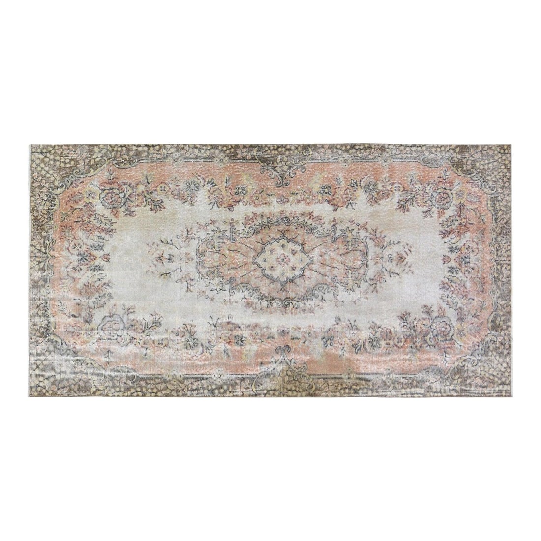Hand Knotted Wool Anatolian Turkish Rug Gray 3'9" x 7'5" Vintage: Hand Knotted Wool Anatolian Turkish Rug Gray 3'9" x 7'5" Vintage This vintage Turkish Anatolian rug is hand-knotted from wool using traditional techniques, offering a blend of timeless craftsmanship a