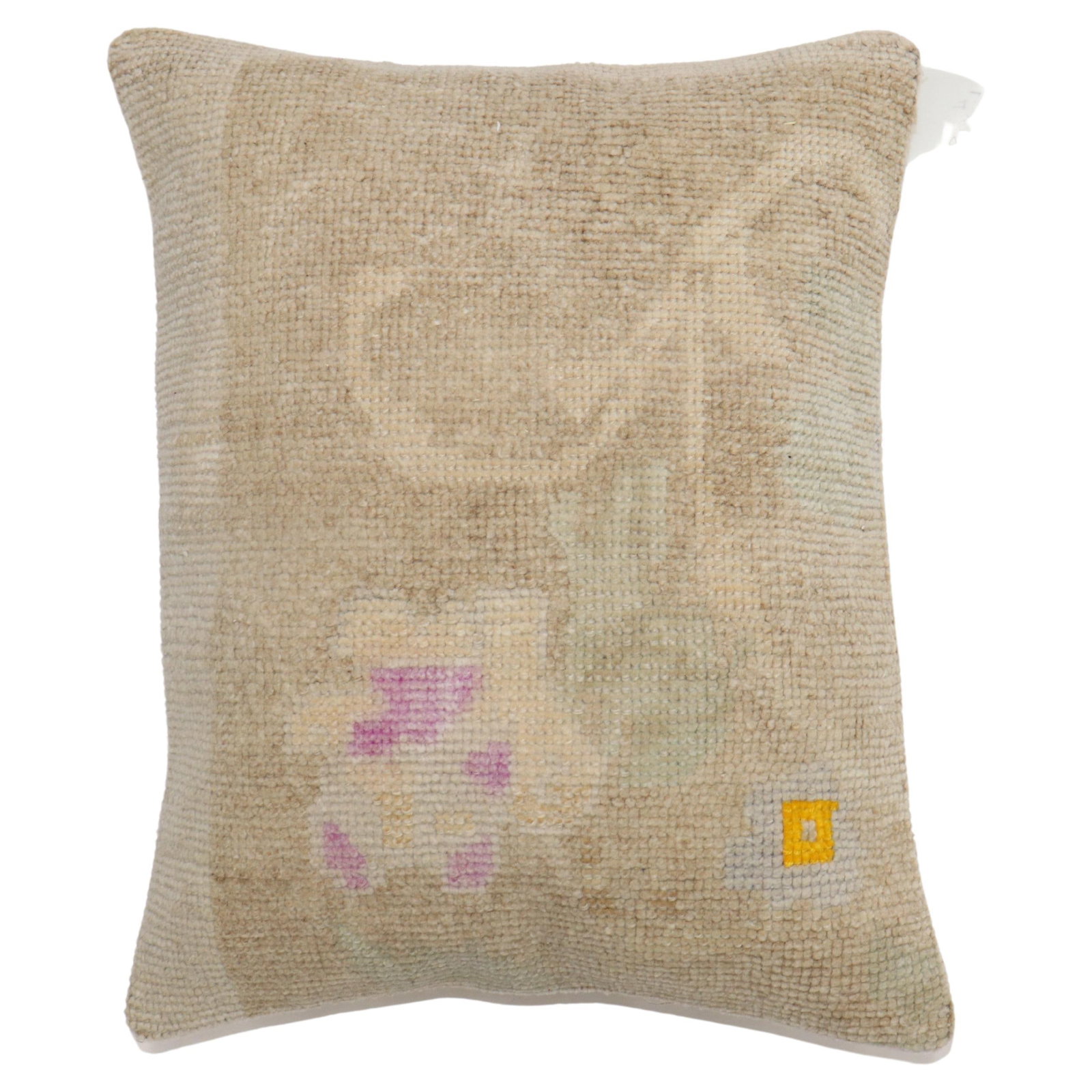 16 x 20 Floral Turkish Oushak Rug Pillow: 16 x 20 Floral Turkish Oushak Rug Pillow Decorative pillow made from a vintage Turkish Oushak rug, featuring a floral design and a modern style. It measures 16 in x 20 in and is constructed from cotto