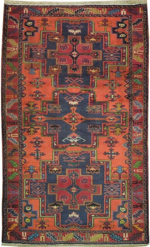 Vibrant 4'11 x 8' Orange Kazak Rug Handwoven in Russia: Vibrant 4'11 x 8' Orange Kazak Rug Handwoven in Russia Free continental US Shipping Enhance your home's aesthetic with the stunning Orange Russian Kazak Rug, measuring 4' 11" x 8'. This handwoven mast