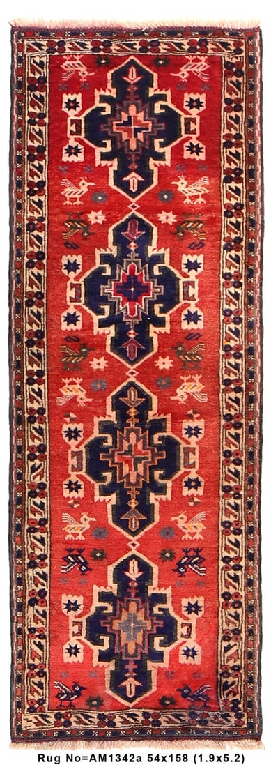 Hand-Knotted 1'9" x 5'2" Persian Tribal Shiraz Wool Runner: Hand-Knotted 1'9" x 5'2" Persian Tribal Shiraz Wool Runner Free continental US Shipping Enhance your living space with this exquisite 1'9" x 5'2" Small Narrow Wool Persian Tribal Shiraz Runner. Hand-k