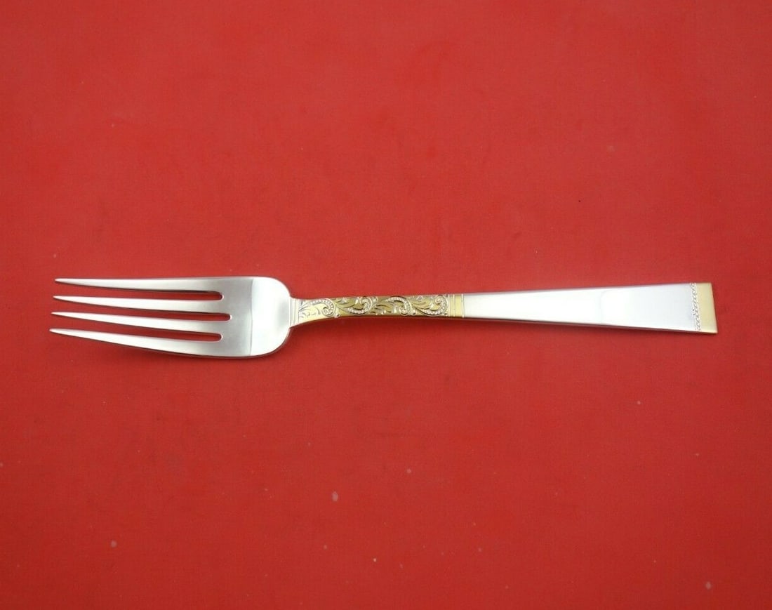 Gorham Golden Scroll Sterling Silver Fork 7 3/8 Inches: Gorham Golden Scroll Sterling Silver Fork 7 3/8 Inches Discover the elegance of the Golden Scroll pattern by Gorham with this sterling silver place size fork. Measuring 7 3/8 inches, this fork showcas