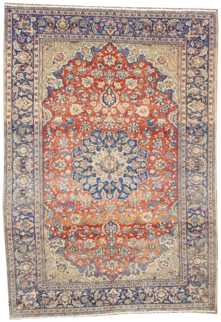 Hand Knotted Wool Vintage Floral Area Rug 8'3 x 11'11: Hand Knotted Wool Vintage Floral Area Rug 8'3 x 11'11 This semi-antique hand-knotted Oriental rug features muted tones of red, plum, cream, brown, green, olive, and navy, creating a subtle yet elegant