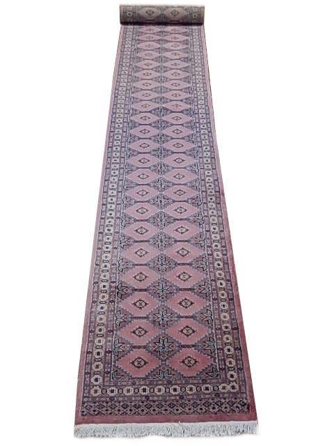 2'7" x 18'4" Pink Jaldar Handmade Bokhara Runner Rug: 2'7" x 18'4" Pink Jaldar Handmade Bokhara Runner Rug Free continental US Shipping Elevate your decor with this exquisite 2.7 x 18.4 Pink Jaldar Handmade Traditional Bokhara Rug. Handcrafted with metic