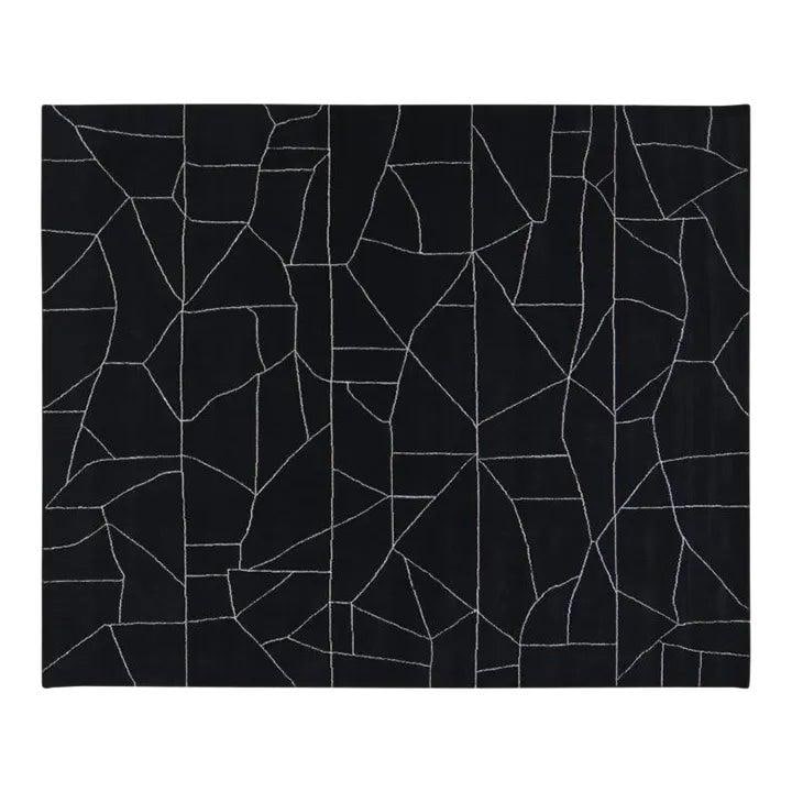10'1 x 14'1 Azilal Black Wool Rug Hand Knotted Moroccan Abstract: 10'1 x 14'1 Azilal Black Wool Rug Hand Knotted Moroccan Abstract This Moroccan Azilal hand-knotted wool rug features an abstract design in black. Crafted from wool, it offers both durability and a uni