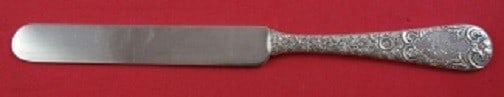 Gorham Antique Chased Sterling Silver Dinner Knife 8.5" Monogrammed: Gorham Antique Chased Sterling Silver Dinner Knife 8.5" Monogrammed This exquisite dinner knife showcases the timeless elegance of Gorham's Antique Chased pattern. Crafted from sterling silver, this f