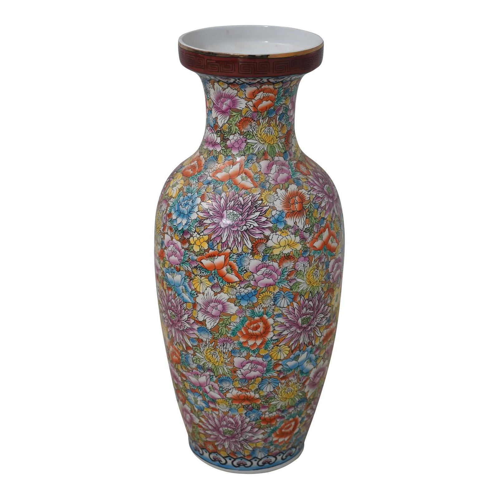 Vintage Chinese Floral Porcelain Vase 24.5 inches Tall: Vintage Chinese Floral Porcelain Vase 24.5 inches Tall This exquisite vintage Chinese porcelain vase showcases a stunning floral design, crafted with quality construction and vibrant colors. Standing 