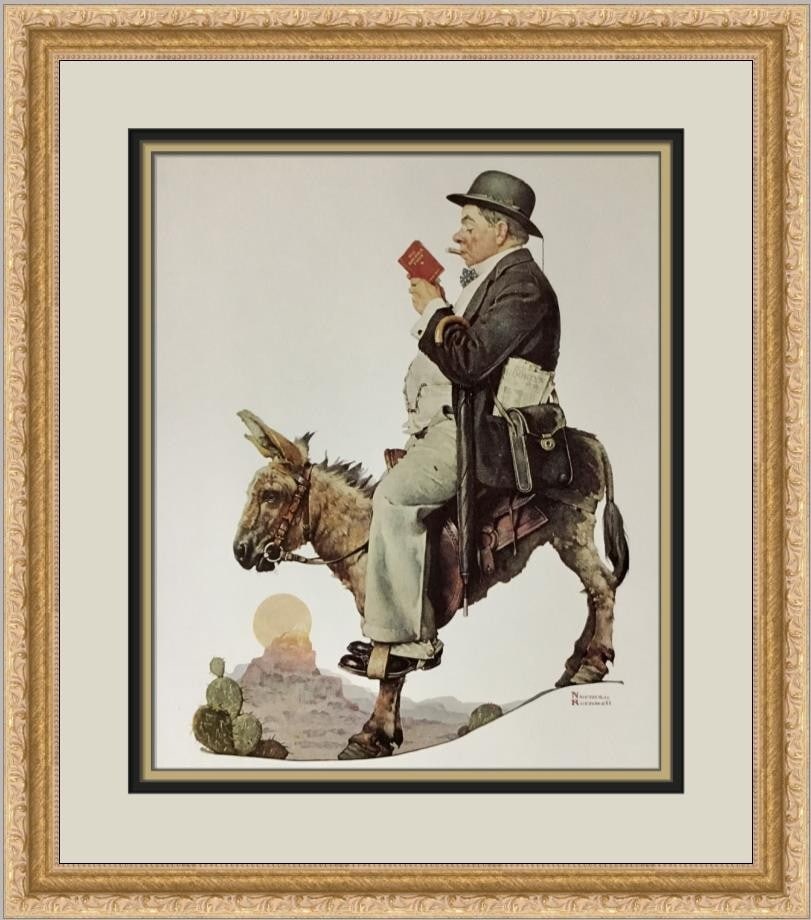 Custom Framed Norman Rockwell The Tourist Offset Lithograph Print: Custom Framed Norman Rockwell The Tourist Offset Lithograph Print This is a custom framed Norman Rockwell print titled The Tourist. It is an open edition offset lithograph on paper, produced in 1979 a