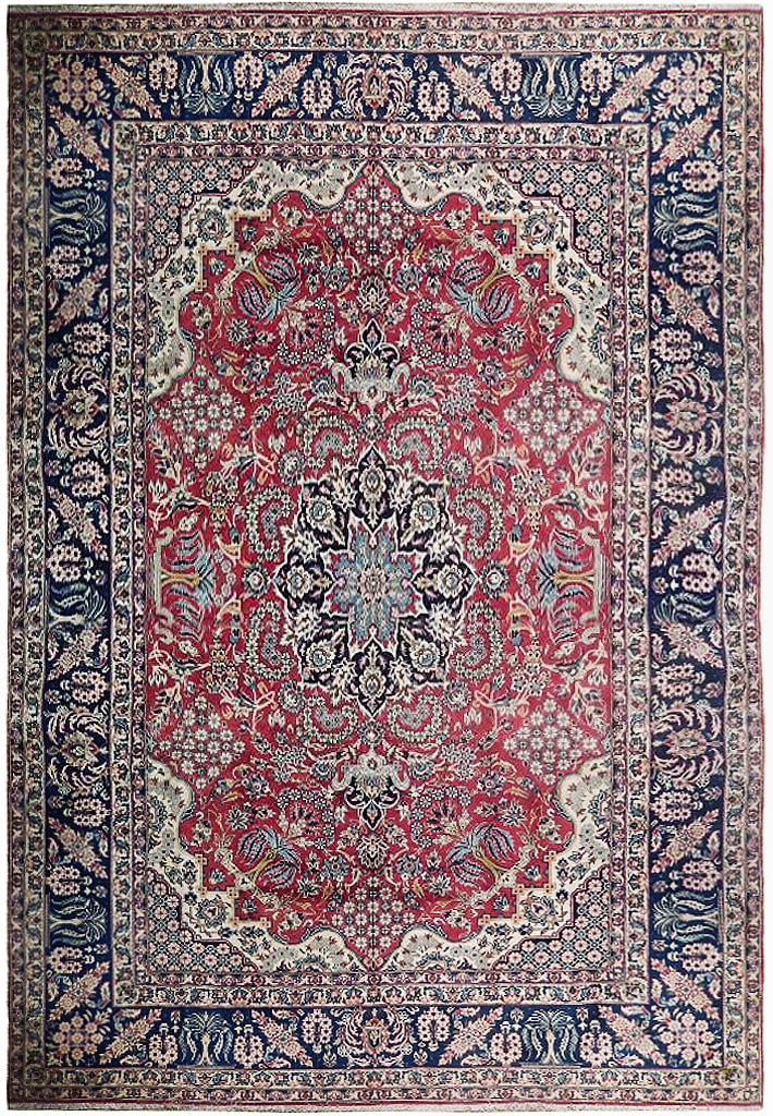 10'2" x 14'4" Red Semi Antique Persian Najafabad Esfahan Rug: 10'2" x 14'4" Red Semi Antique Persian Najafabad Esfahan Rug Free continental US Shipping Immerse yourself in the timeless allure of this 10' 2" x 14' 4" Red Semi Antique Persian Najafabad Esfahan Rug