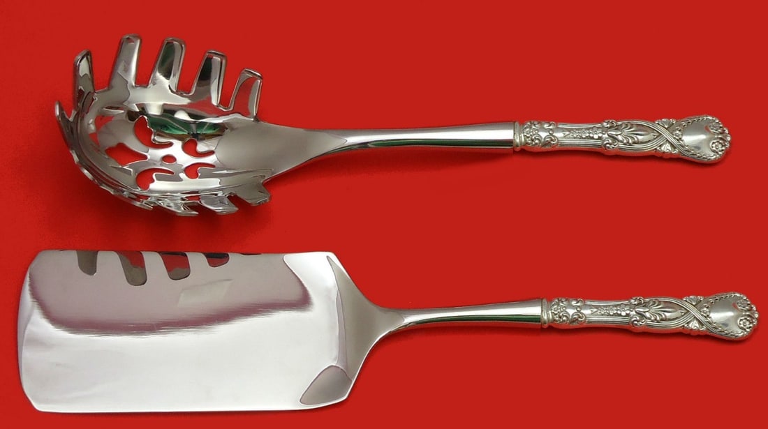 Tiffany & Co. Saint James Sterling Silver 2pc Italian Pasta Server Set: Tiffany & Co. Saint James Sterling Silver 2pc Italian Pasta Server Set This exquisite two-piece Italian serving set, crafted by Tiffany & Co. under the Saint James collection, is designed for elegance