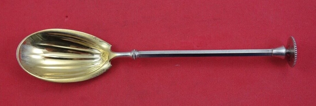 Gorham Old English Sterling Silver Ice Cream Spoon Gold Wash 6 1/8": Gorham Old English Sterling Silver Ice Cream Spoon Gold Wash 6 1/8" Indulge in a touch of elegance with this exquisite Old English ice cream spoon by Gorham. Crafted from high-quality sterling silver,