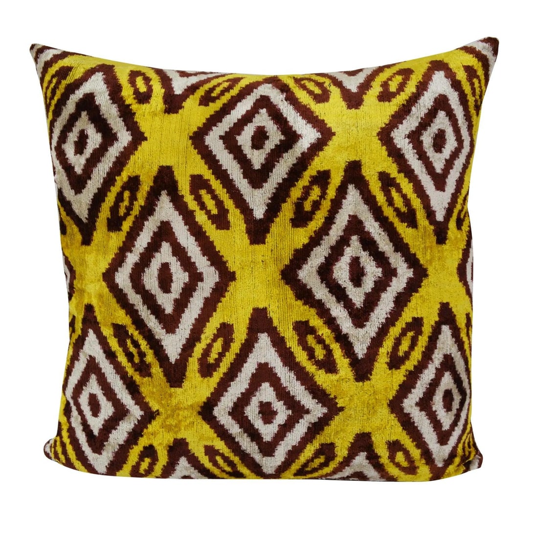 Handcrafted Silk Ikat Velvet Pillow with Linen Backing 22 Inch Square (1 of 3)