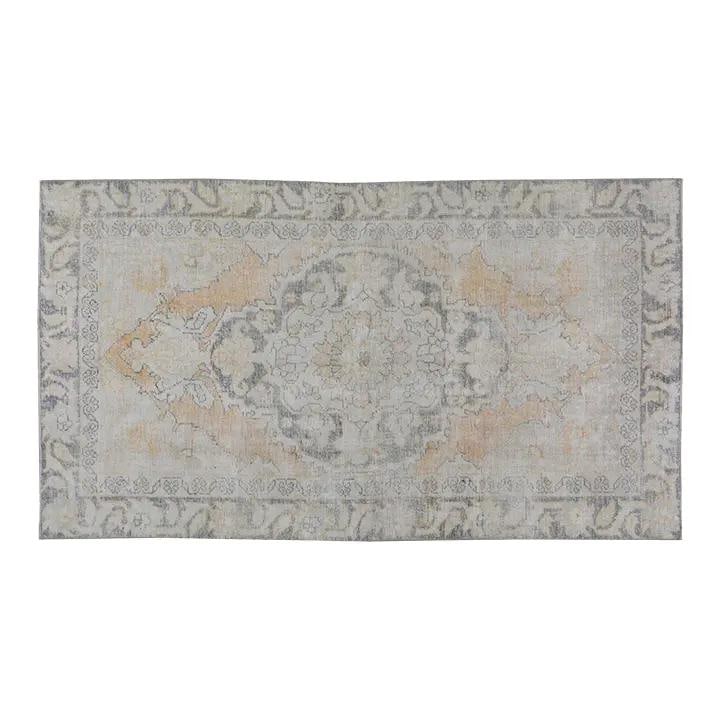 Slate Gray Hand-Knotted Wool Anatolian Rug 5'x9' Vintage Turkish Design: Slate Gray Hand-Knotted Wool Anatolian Rug 5'x9' Vintage Turkish Design This vintage Turkish Anatolian rug is hand-knotted from wool using traditional techniques. It features a soft, durable texture a