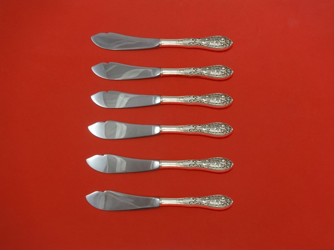 Easterling Southern Grandeur Sterling Silver Trout Knife Set 6pc Custom Made: Easterling Southern Grandeur Sterling Silver Trout Knife Set 6pc Custom Made Introducing the exquisite Southern Grandeur Trout Knife Set, handcrafted by Easterling. This 6-piece flatware set features 
