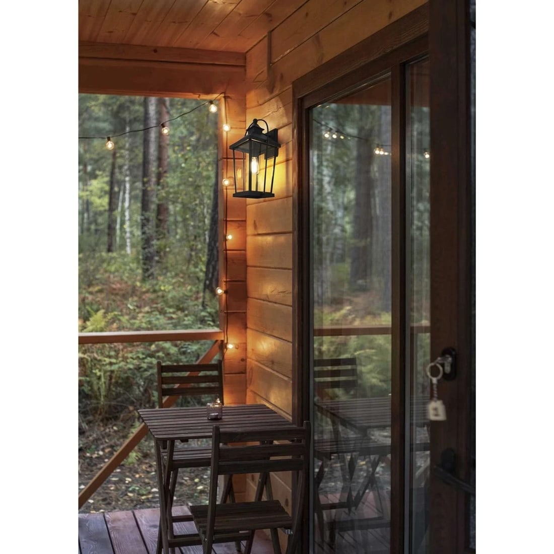 Black Aluminum Glass Outdoor Wall Lantern Luz 19.67 Inch (1 of 9)
