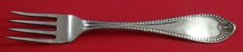 Vanderslice Beaded Sterling Silver Salad Fork 6.625" Antique Flatware: Vanderslice Beaded Sterling Silver Salad Fork 6.625" Antique Flatware This exquisite salad fork from Vanderslice showcases the elegant Beaded pattern, a hallmark of fine craftsmanship. Made of sterlin