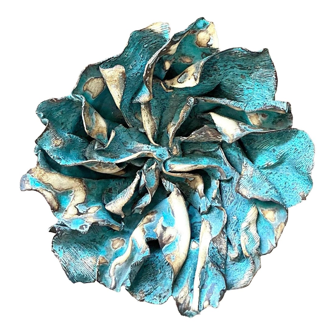 Vintage Studio Pottery Bowl Turquoise Slab-Built Art Centerpiece (1 of 8)