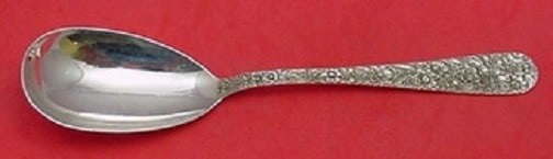 Kirk Repousse Sterling Silver Ovoid Berry Spoon 8.25 inches: Kirk Repousse Sterling Silver Ovoid Berry Spoon 8.25 inches This exquisite spoon is crafted in sterling silver and features the elegant Repousse pattern by Kirk. Measuring 8 1/4 inches in length, this