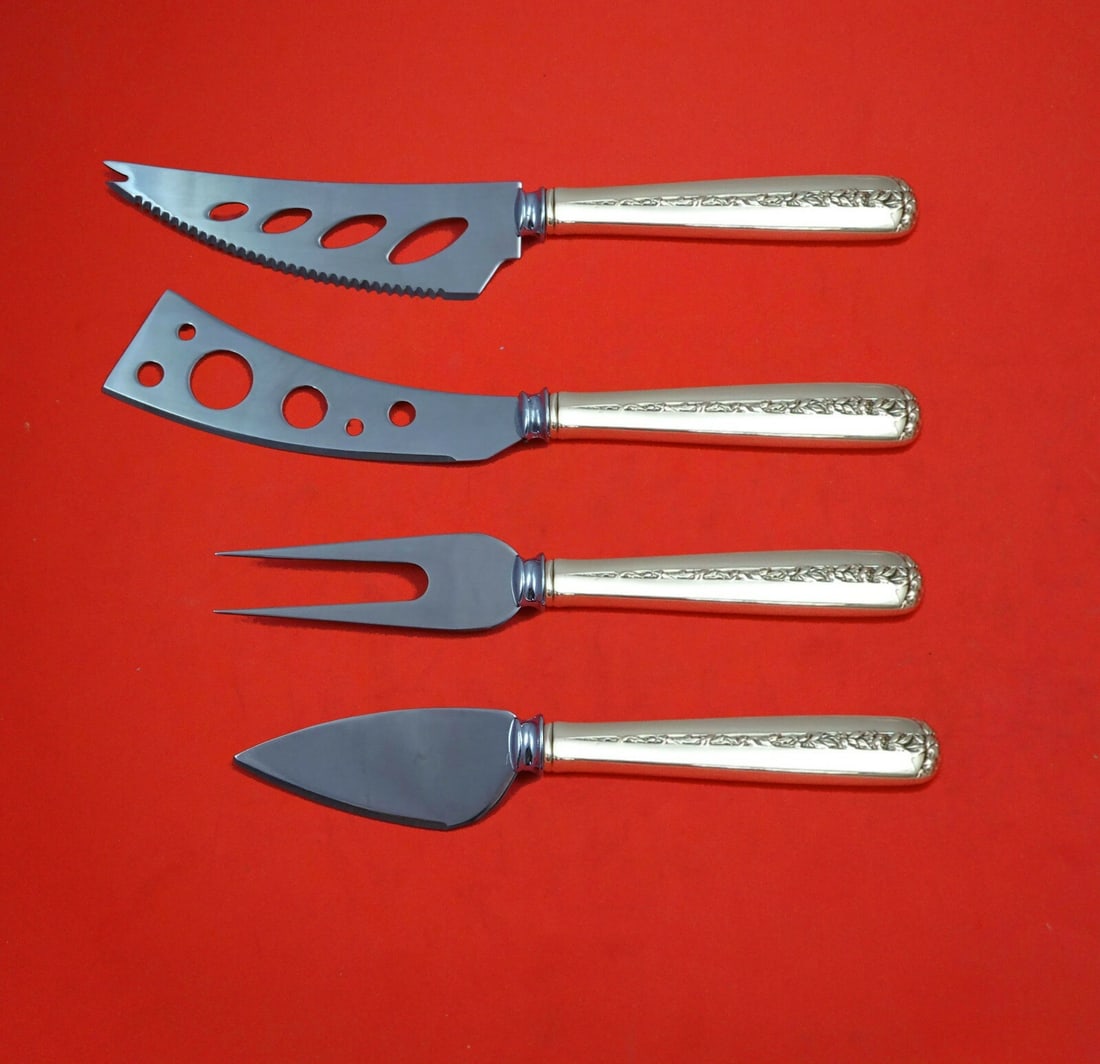 Towle Rambler Rose Sterling Silver 4-Piece Charcuterie Hostess Set: Towle Rambler Rose Sterling Silver 4-Piece Charcuterie Hostess Set Enhance your entertaining experience with this exquisite 4-piece Deluxe Charcuterie Set from Towle, featuring the elegant Rambler Ros
