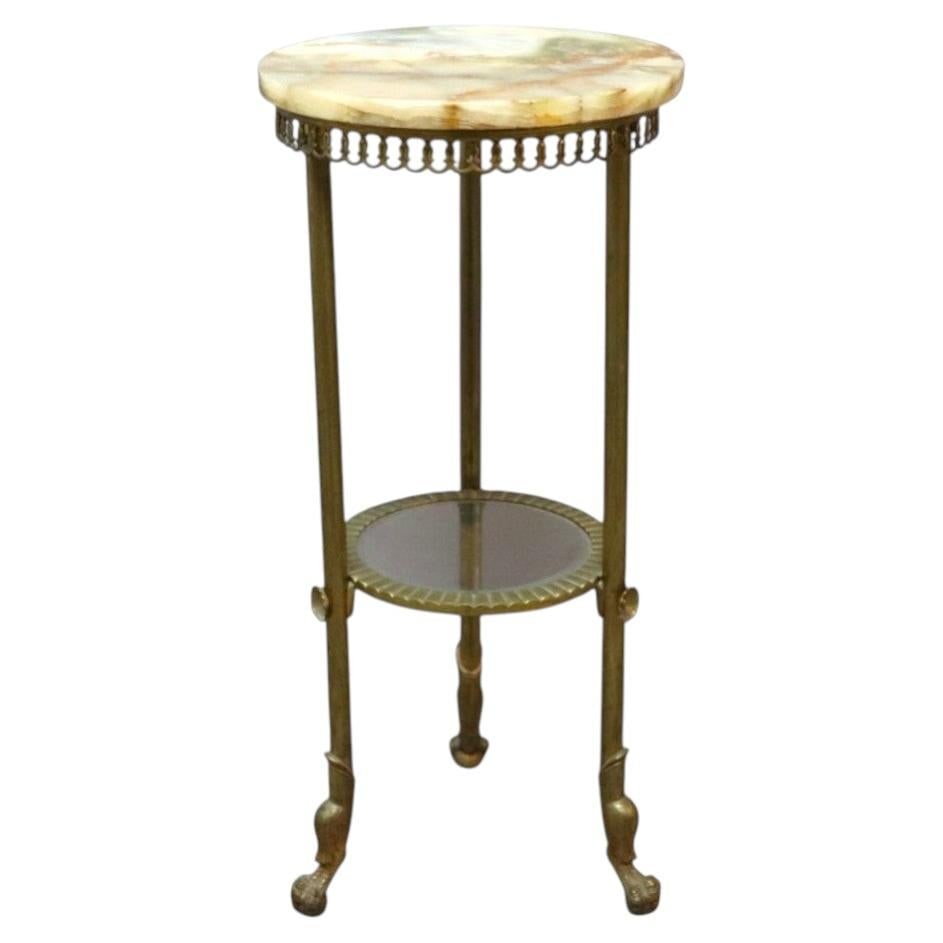 Victorian brass pedestal with onyx top 31 in (1 of 9)
