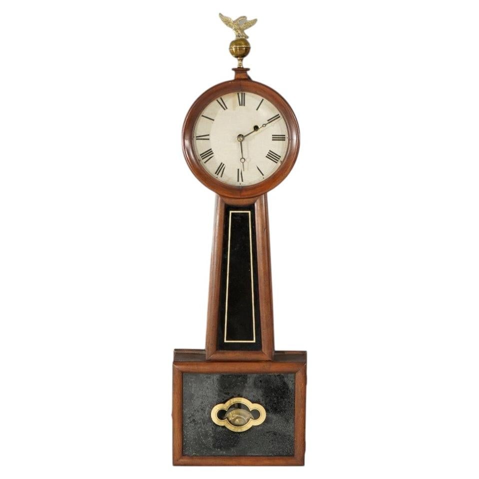 American Federal banjo clock in mahogany with eagle finial c1860 (1 of 13)