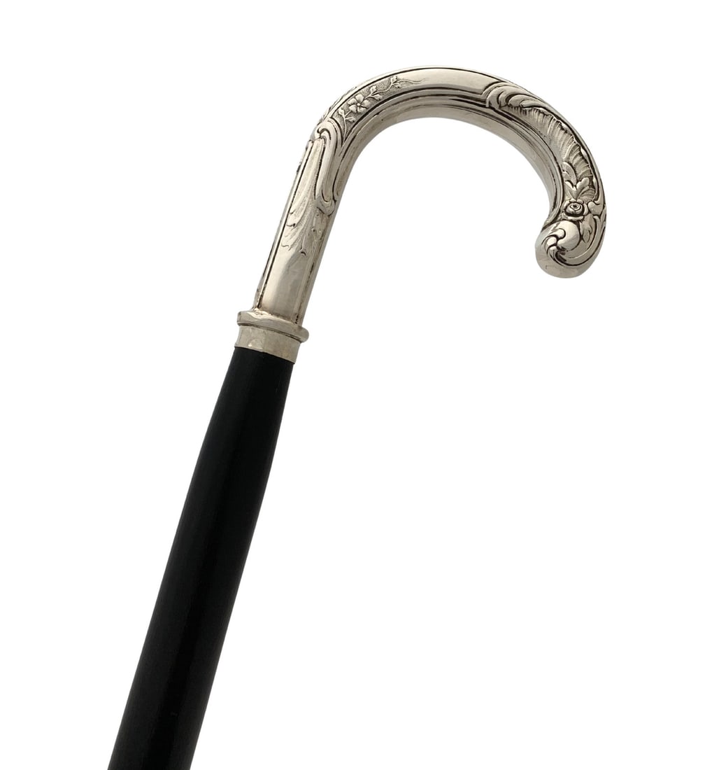 Topazio 925 Sterling Silver Handmade Ornate Walking Cane 37 Inch: Topazio 925 Sterling Silver Handmade Ornate Walking Cane 37 Inch Discover the elegance of this fine walking cane, expertly crafted from Topazio 925 sterling silver and wood. This unique piece features