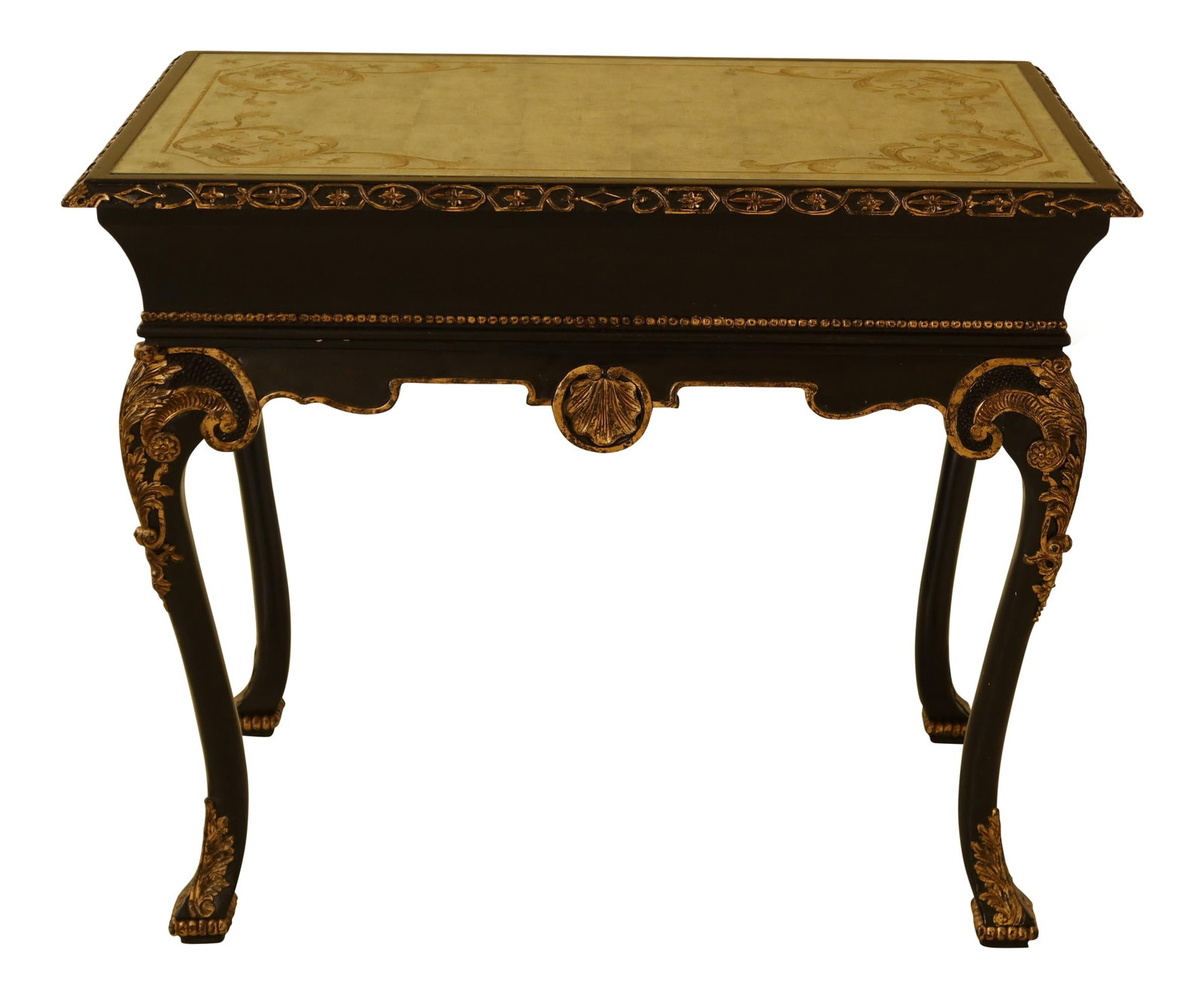Elegant Georgian Tea Table with Eglomise Mirrored Top and Gold Highlights: Elegant Georgian Tea Table with Eglomise Mirrored Top and Gold Highlights This impressive Georgian tea table, part of the European Crossroads Collection, showcases exceptional craftsmanship and qualit