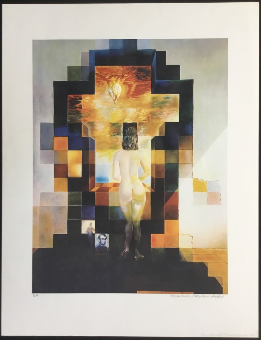 Salvador Dali Lincoln In Dalivision E.A. Embossed Lithograph Print: Salvador Dali Lincoln In Dalivision E.A. Embossed Lithograph Print This striking embossed lithograph print (Limited Edition Print) titled "Lincoln In Dalivision" by renowned artist Salvador Dali showc