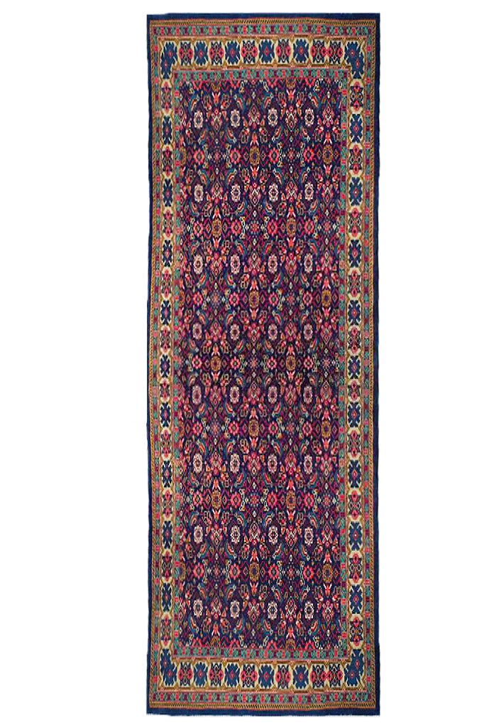 4'4" x 10'6" Handcrafted Red Pink Persian Herati Runner Rug: 4'4" x 10'6" Handcrafted Red Pink Persian Herati Runner Rug Free continental US Shipping Elevate your living space with this exquisite 4' 4" x 10' 6" Red Pink Semi Antique Persian Herati Runner Rug. H