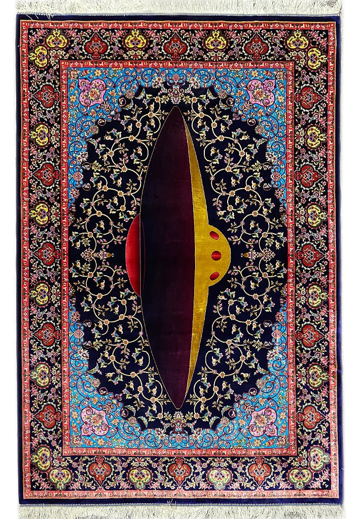 4x6 Handwoven Turkish Silk Area Rug Unique Persian Design: 4x6 Handwoven Turkish Silk Area Rug Unique Persian Design Free continental US Shipping Enhance your living space with this exquisite 4' x 6' Turkish Silk Rug, a stunning representation of Turkish weav