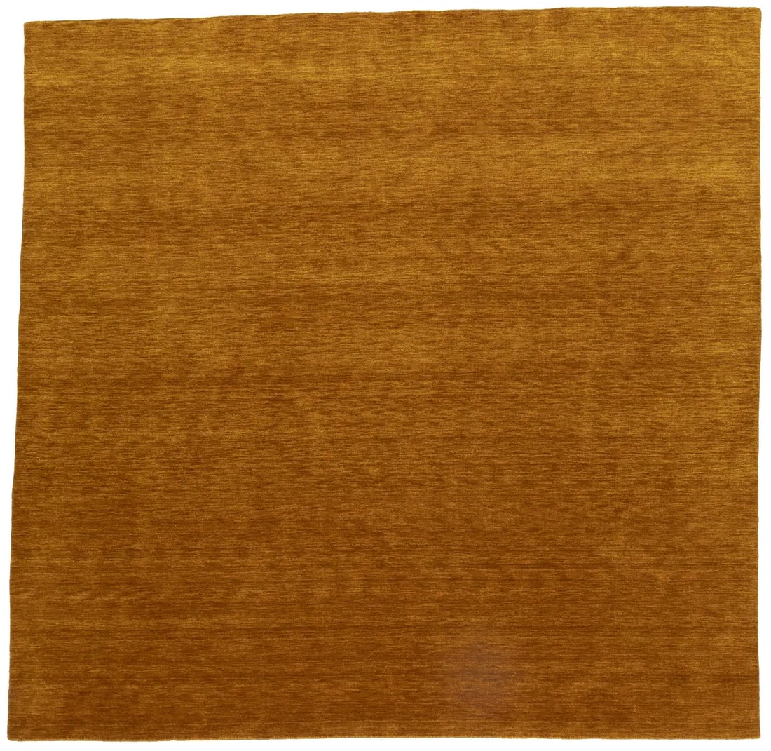 Modern Orange 7'11 x 8'2 Hand-Loomed Wool Square Rug: Modern Orange 7'11 x 8'2 Hand-Loomed Wool Square Rug Enhance your living space with this stunning orange solid hand-loomed Gabbeh wool square rug. Perfect for any modern interior, this rug measures 7'