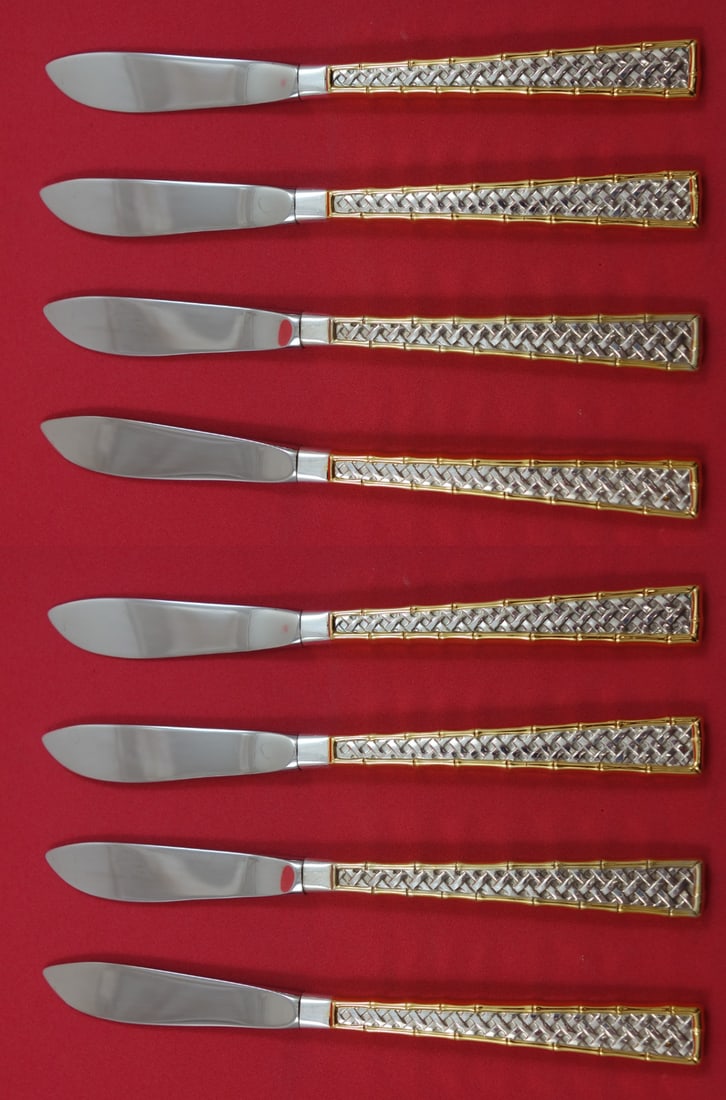 Set of 8 International Sterling Golden Tradewinds Butter Spreaders 6 1 2: Set of 8 International Sterling Golden Tradewinds Butter Spreaders 6 1 2 This set includes eight sterling silver hollow handle butter spreaders with stainless steel blades in the Golden Tradewinds pat