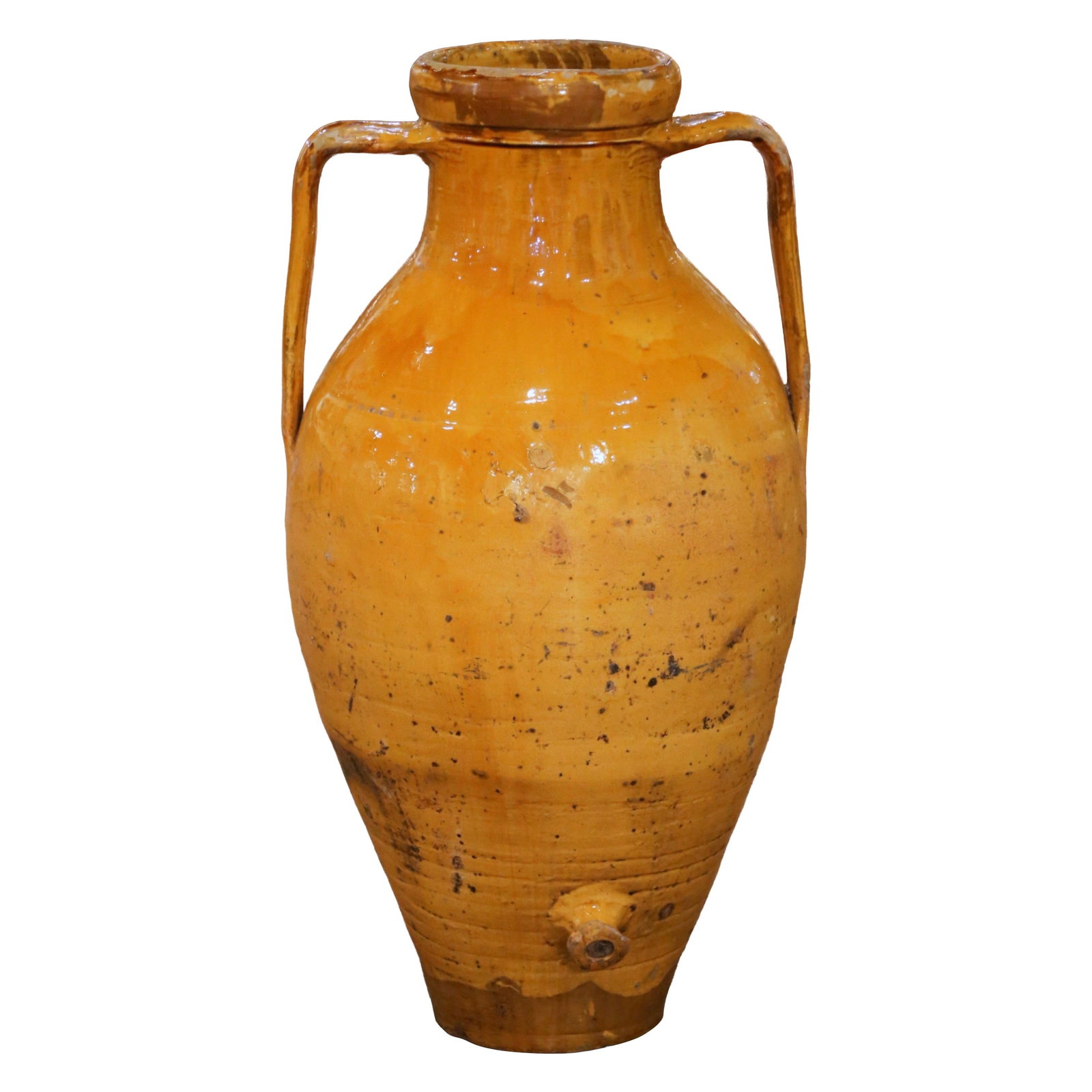 Large French Glazed Terracotta Olive Oil Jar With Spout And Handles 19th Century: Large French Glazed Terracotta Olive Oil Jar With Spout And Handles 19th Century This impressive 19th century French Provencal olive oil jar was hand-crafted in Provence, Southern France. Made of glaz