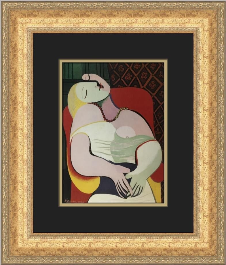 Pablo Picasso The Dream Custom Framed Print 18 x 16 Portrait Art: Pablo Picasso The Dream Custom Framed Print 18 x 16 Portrait Art This custom framed print features the iconic artwork "The Dream" by Pablo Picasso, a stunning representation of Abstract Expressionism 