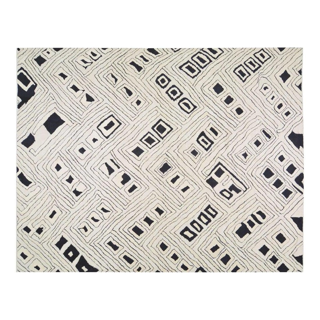 11'8" x 15' Wool Area Rug in Moroccan Sheba Design: 11'8" x 15' Wool Area Rug in Moroccan Sheba Design This Moroccan Sheba hand-knotted wool rug features a soft distressed texture and natural colors, creating a warm and inviting ambiance. The rug is cr