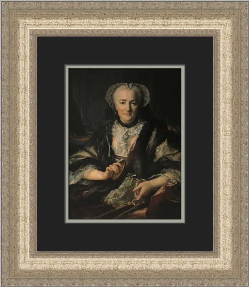 Louis Tocque Portrait of Madame Dange Custom Framed Art Print: Louis Tocque Portrait of Madame Dange Custom Framed Art Print This custom framed print features the captivating artwork titled 'Portrait of Madame Dange' by artist Louis Tocque. Created in 1982, this 
