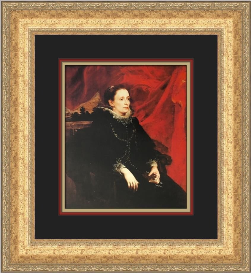 Anthony Van Dyck Portrait of Genoese Lady Custom Framed Art Print: Anthony Van Dyck Portrait of Genoese Lady Custom Framed Art Print This stunning custom framed print features the renowned work 'Portrait of Genoese Lady' by Anthony Van Dyck, showcasing a masterful bl