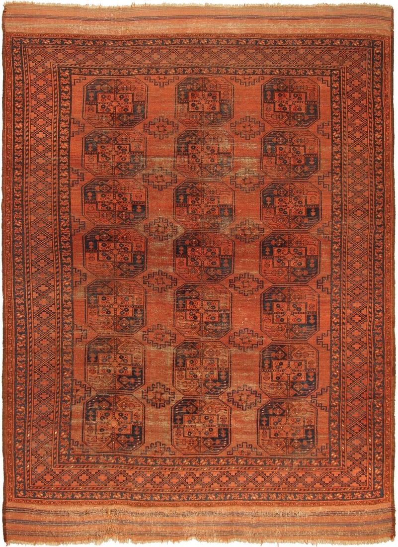 Antique Afghan Ersari Wool Hand Knotted Area Rug 8x11 (1 of 11)