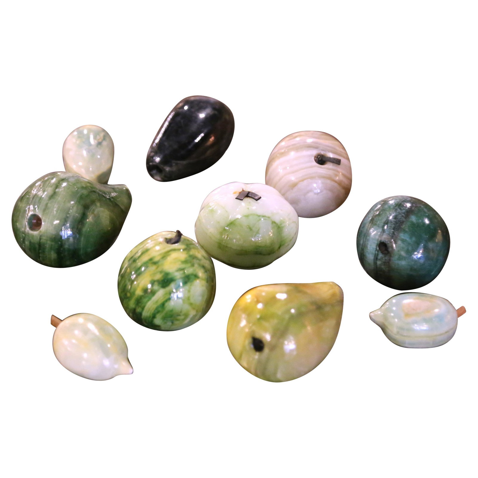 Italian hand-carved stone fruit sculptures set of 10 (1 of 6)