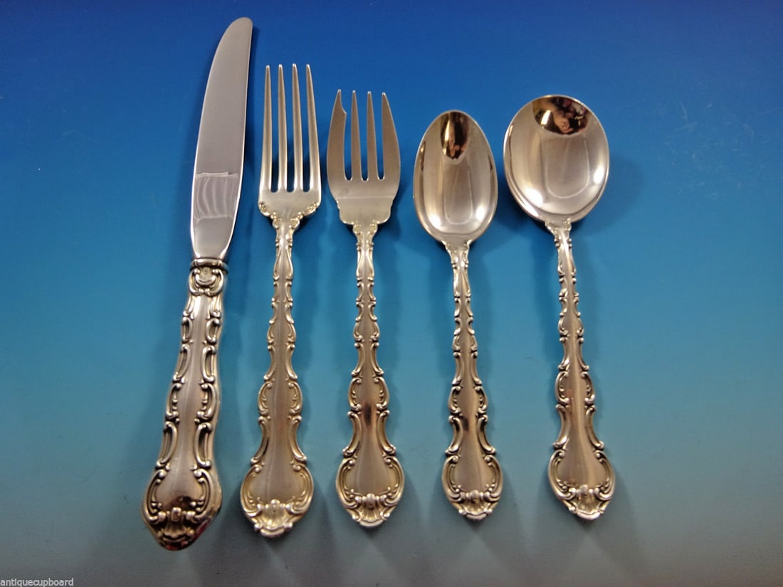 Gorham Strasbourg Sterling Silver Flatware Set for 8 - 40 Pieces with Bonus Chest: Gorham Strasbourg Sterling Silver Flatware Set for 8 - 40 Pieces with Bonus Chest Elevate your dining experience with the Strasbourg Sterling Silver Flatware Set by Gorham, designed for service of 8. 