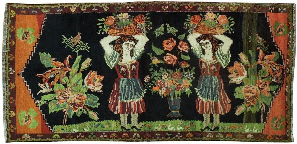 Antique Signed Russian Kazak Runner Rug 4.7 x 9.5 Handmade Wool: Antique Signed Russian Kazak Runner Rug 4.7 x 9.5 Handmade Wool Free continental US Shipping Introducing a stunning Black Antique Signed Russian Kazak Runner Rug, measuring 4' 7" x 9' 5" (55 in x 113 